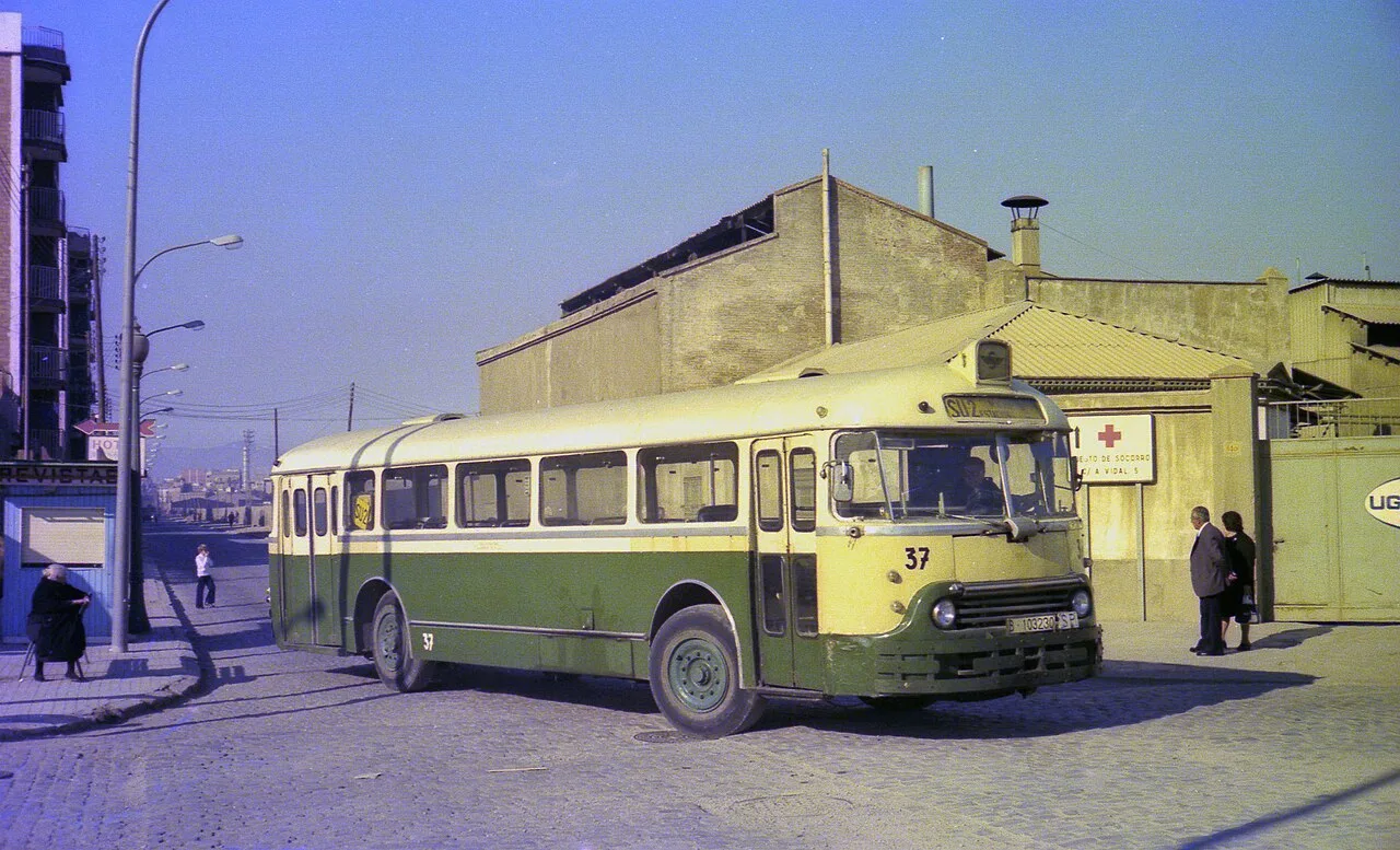 A preserved Chausson APH bus in the colours of the URBAS operator in Barcelona, Spain.
