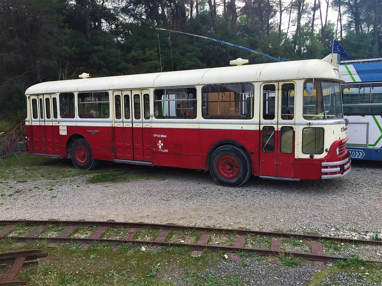 A preserved Chausson bus in a French transport museum.