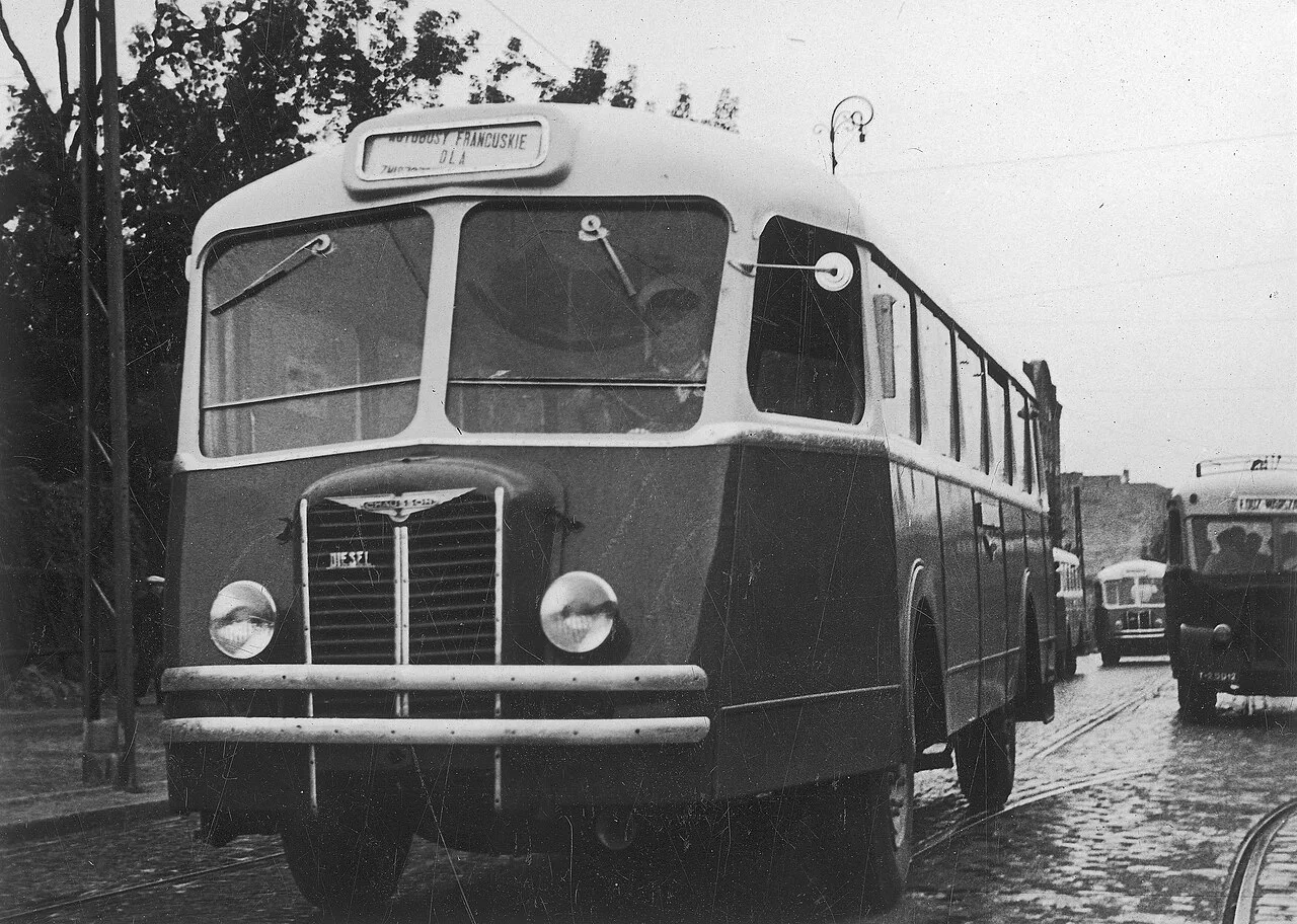 French Chausson buses delivered to Warsaw, Poland, in 1947.