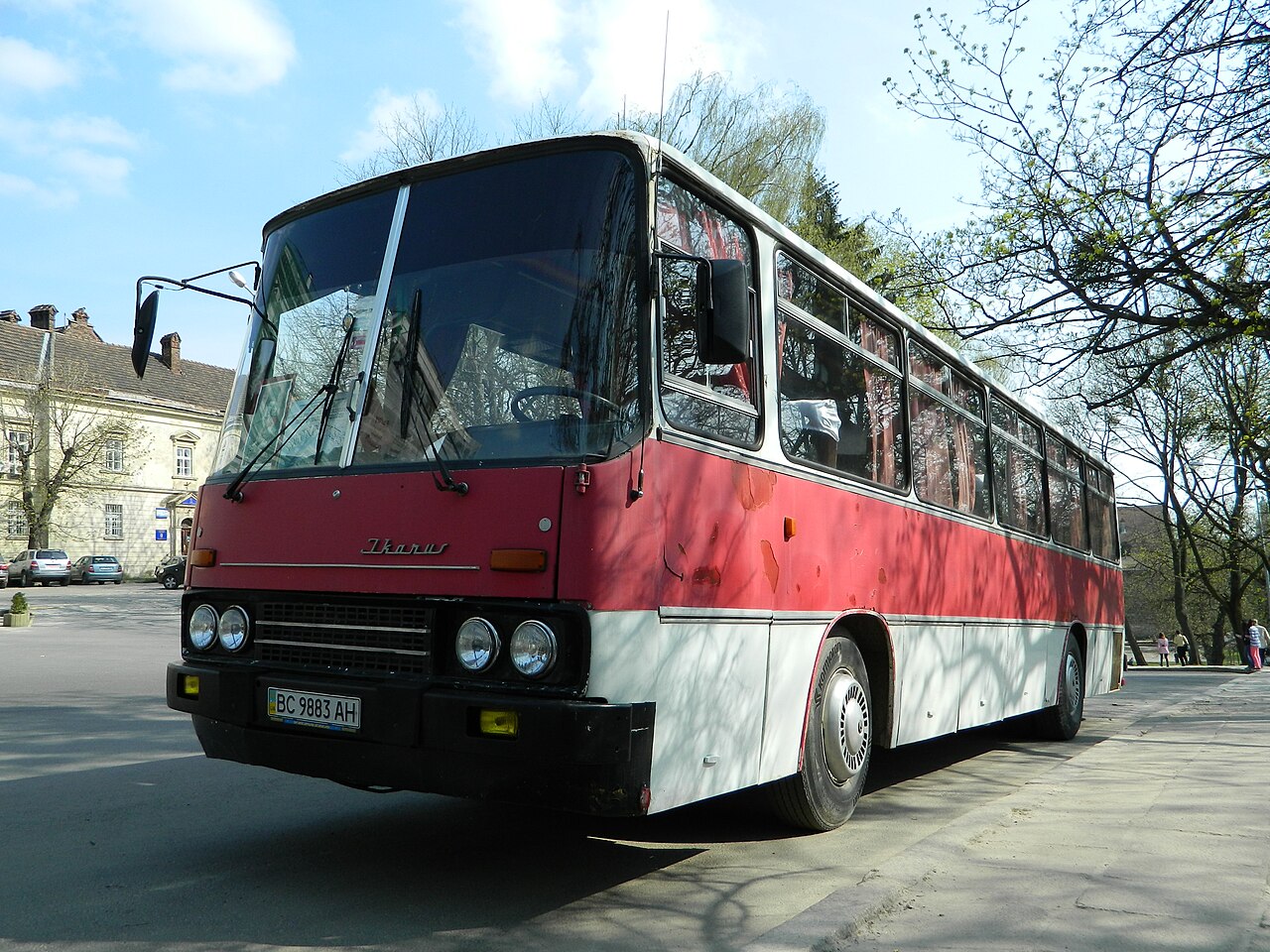 An Ikarus 256 high-floor intercity coach parked in Lviv
