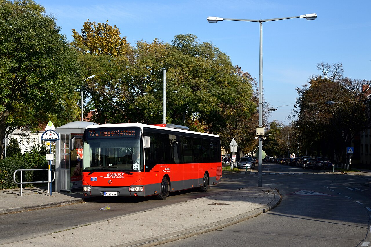 An Irisbus Crossway intercity bus, the high-floor Line version, in service.