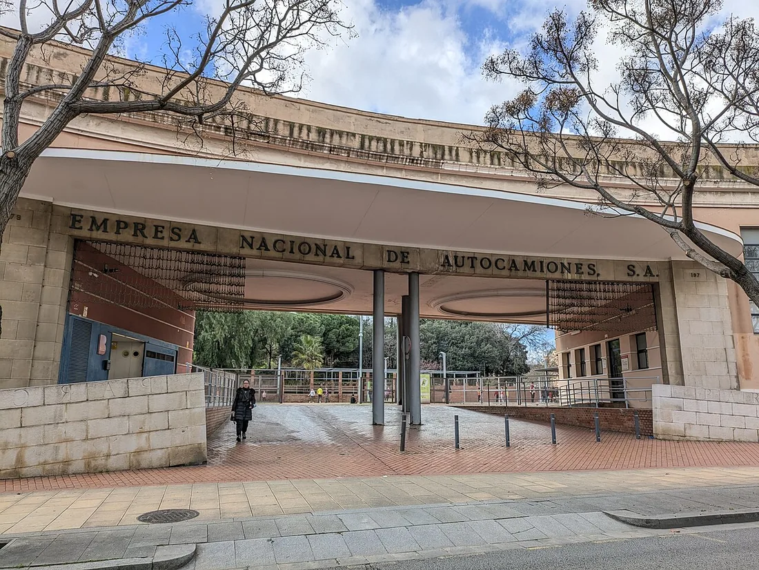 The surviving gate of the former ENASA factory in the la Sagrera district of Barcelona, now part of the Parc de la Pegaso.