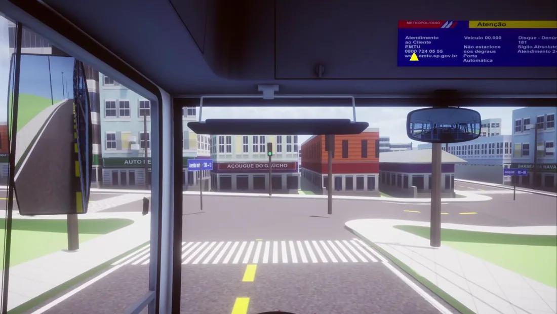 A generated utility pole standing in the middle of a traffic lane in Proton Bus Simulator