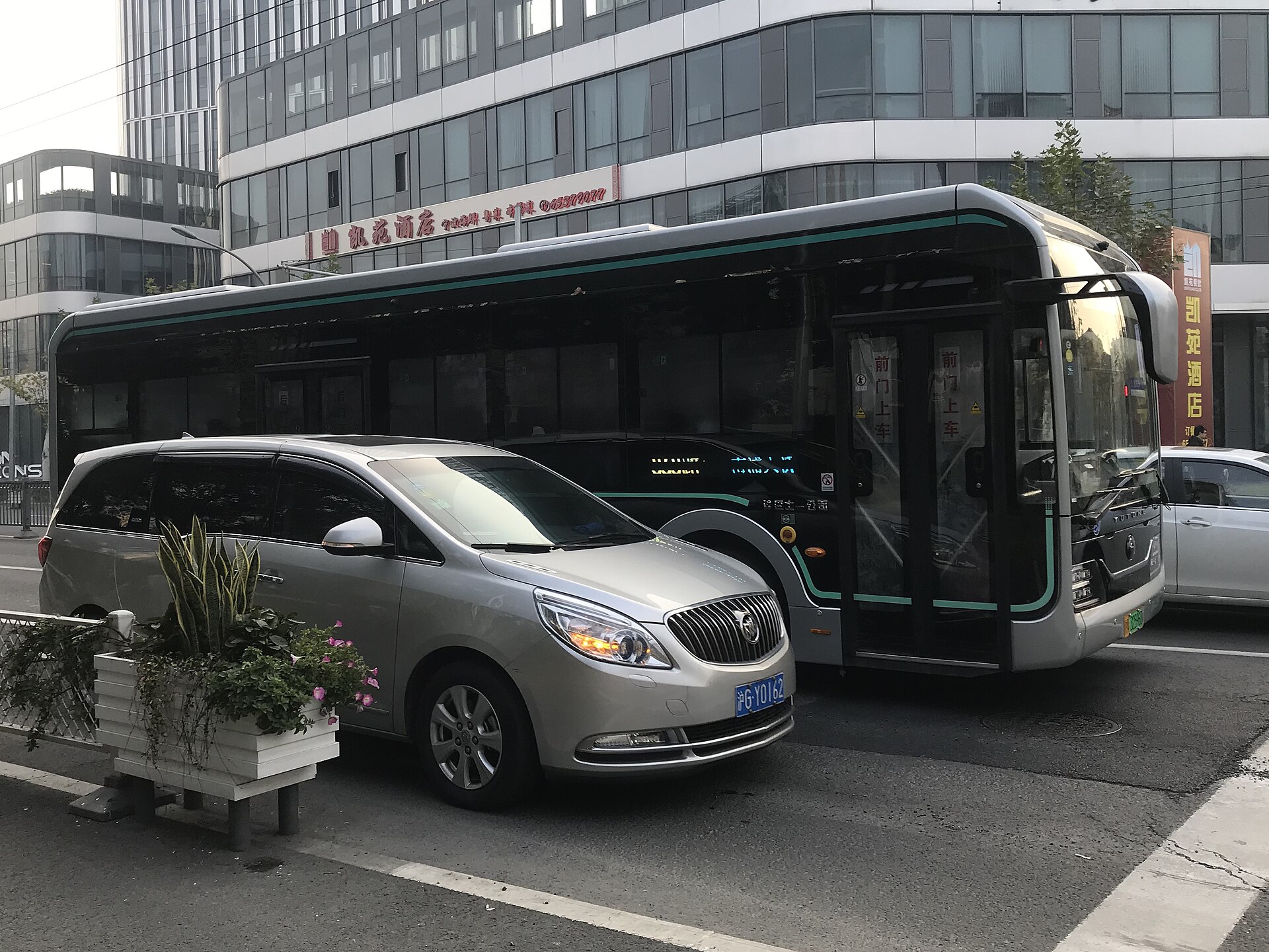 A Yutong E10 electric city bus in Shanghai, China, the company's home market.