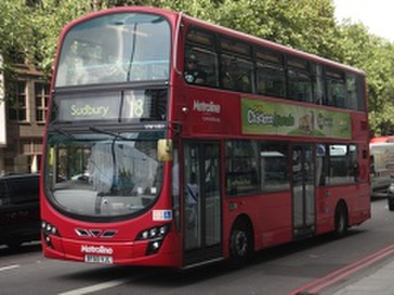 A Volvo B9TL with Wright Eclipse Gemini 2 body operated by Metroline on London bus route 18