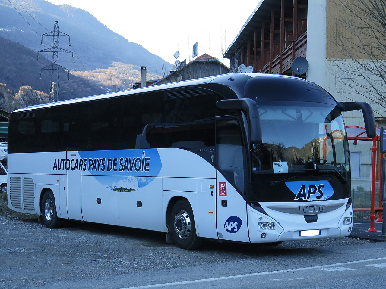 An Iveco Magelys high-floor touring coach in Autocars Pays de Savoie livery