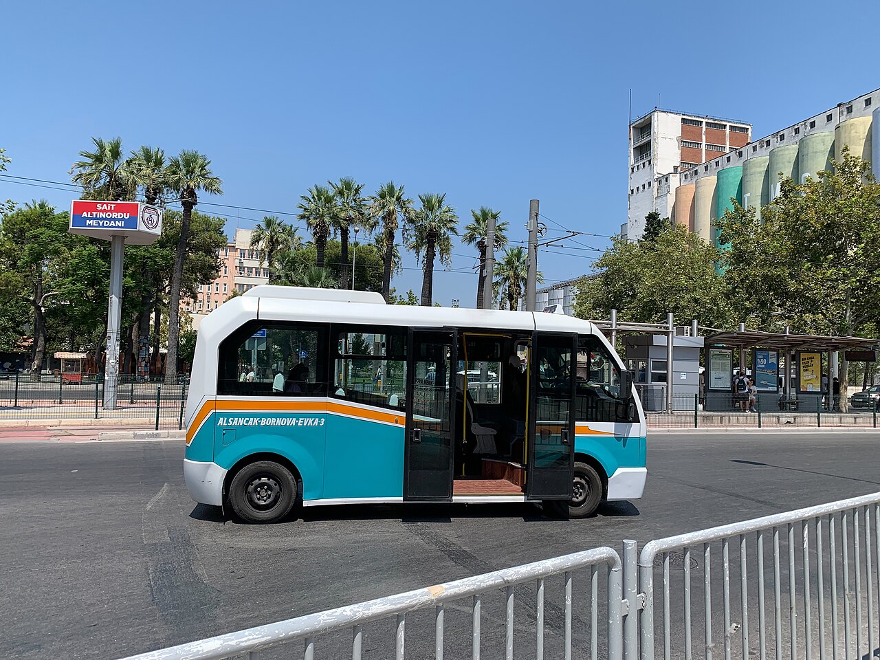 A modern Karsan Jest city minibus working as a dolmuş in Izmir, Turkey