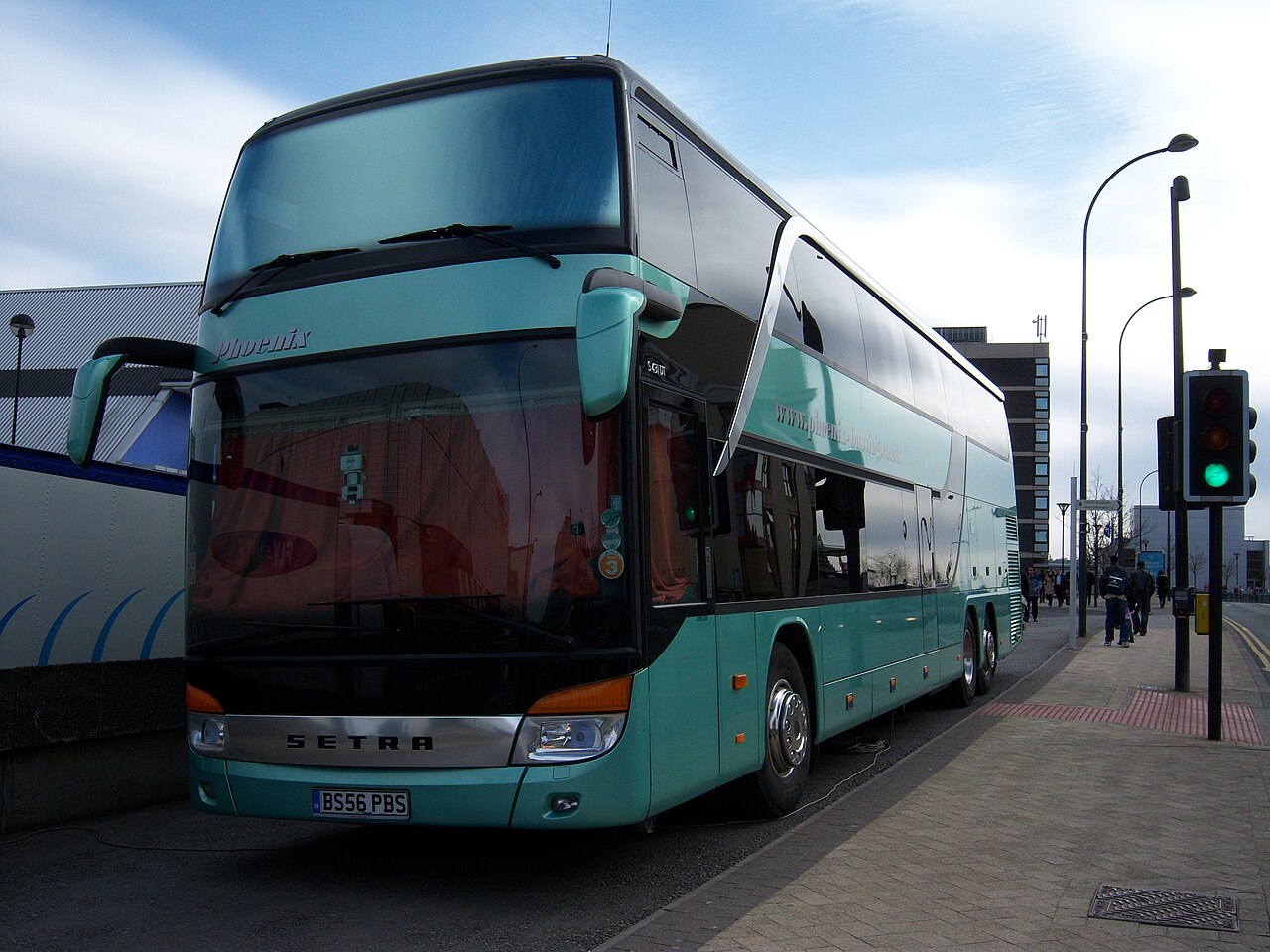 A Setra S431DT double-deck coach converted into a sleeper tour bus, in the UK