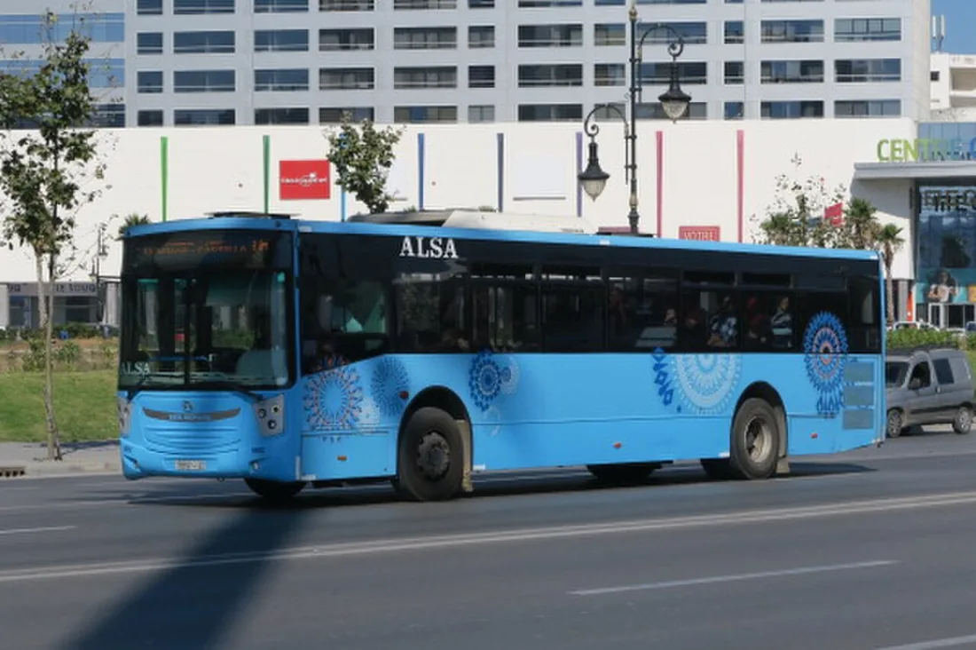 An ALSA bus with Tata Hispano bodywork on a Scania chassis, in Tangier, Morocco.