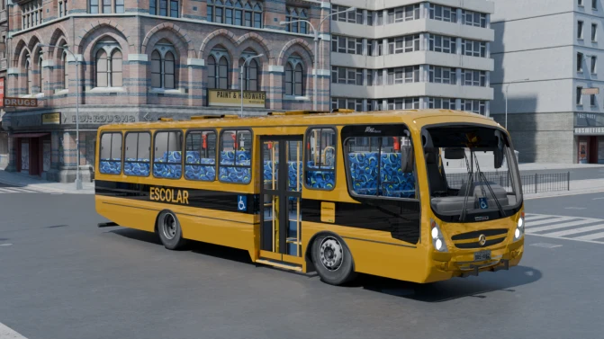 Mod Caio Foz Escolar OF-1418 School Bus – Proton Bus - Vista Principal/Lateral (Proton Bus Simulator)
