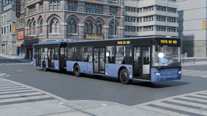 Mod LAZ E301A1 — Ukrainian Articulated Trolleybus Mod - Vista Principal/Lateral (Proton Bus Simulator)