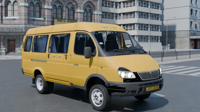 Mod GAZ 3221 GAZelle — Russian Marshrutka Minibus Mod - Vista Principal/Lateral (Proton Bus Simulator)
