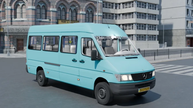 Mod Mercedes-Benz Sprinter 312D / 412D — Minibus Mod - Vista Principal/Lateral (Proton Bus Simulator)